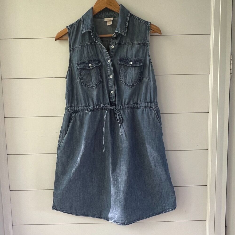 Mossimo Chambray Dress with Tie Waist 100% Cotton Womens Medium